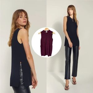 Wilfred - XS - BURGUNDY palmier sweater vest tunic